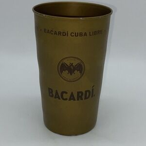 Bacardi Rum Cuba Libre Gold Aluminum Cup, Bat Logo‎ Used